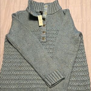 Cozy Blue Knit Sweater with Button Collar